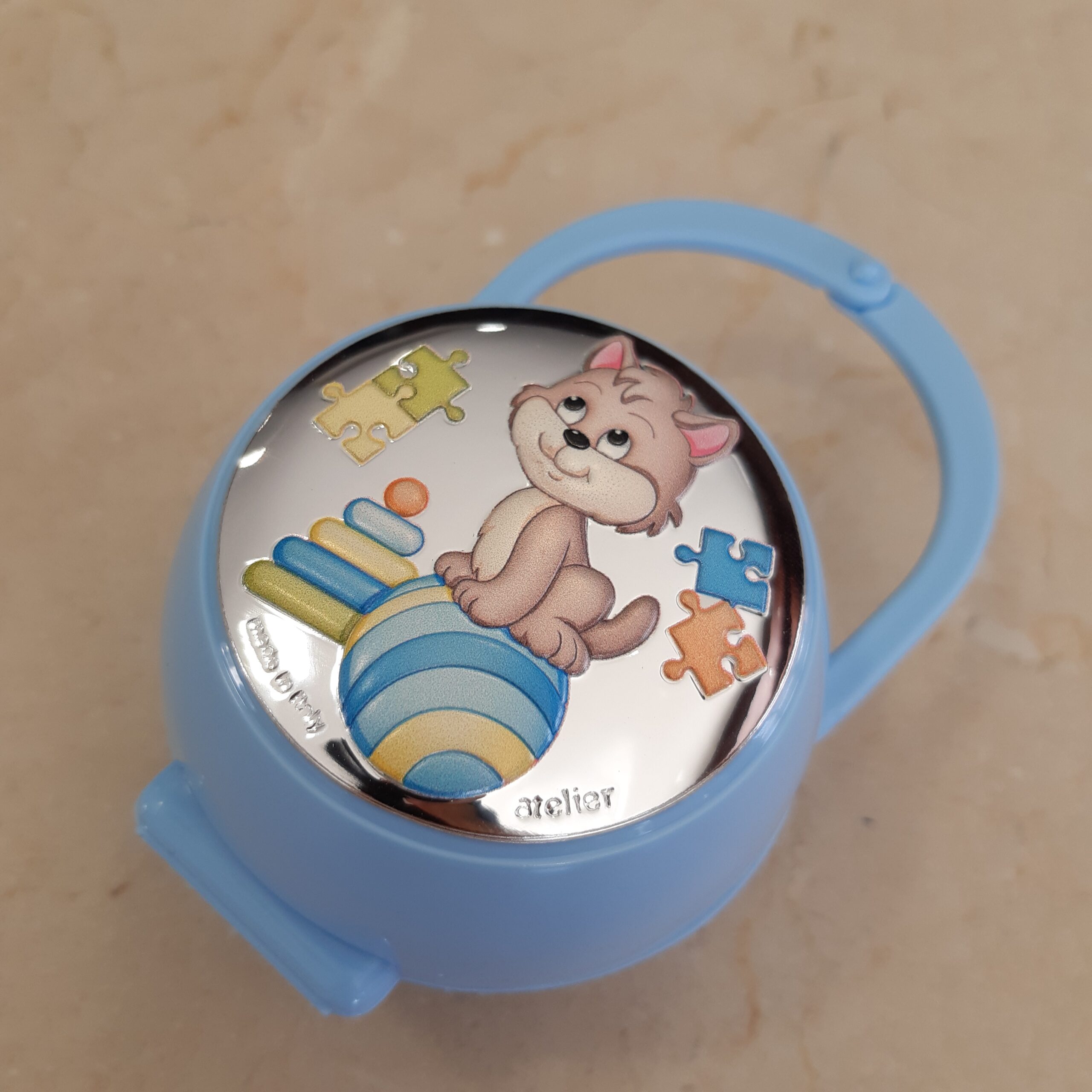 Baby Boy Silver Blue Pacifier Clip with Case Baby Boy Cat Decor4_3