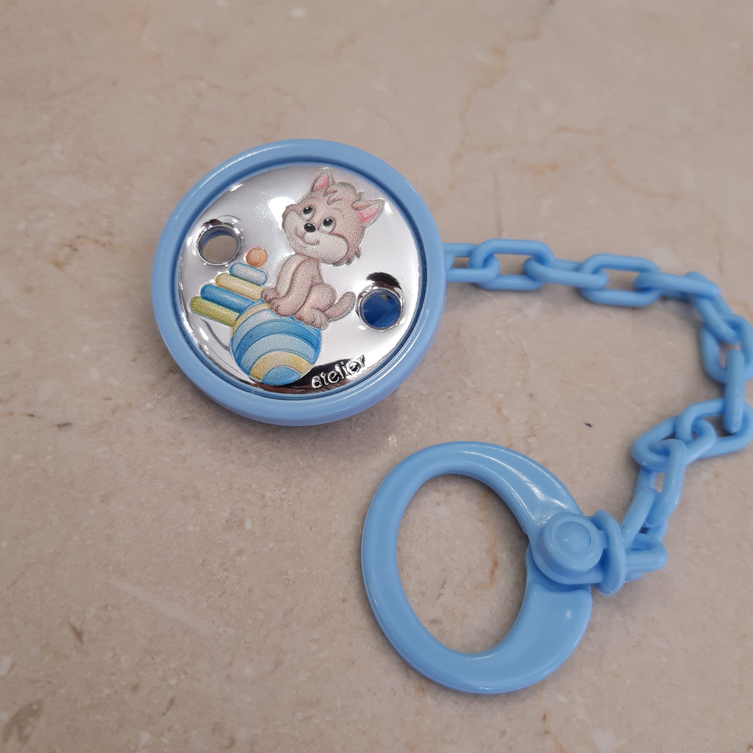 Baby Boy Silver Blue Pacifier Clip with Case Baby Boy Cat Decor4_4
